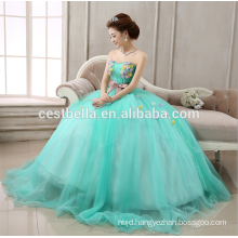 2017 Cinderella Light Blue Ball Gown Bridal For Party Luxury Organza Off-Shoulder Wedding Dress